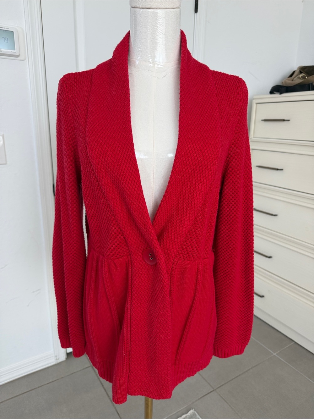 Christopher & Banks Red Knit Blazer Jacket Size Small EUC